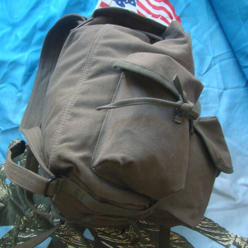 VIETNAM WAR US ARMY HAVERSACK CANVAS FIELD BAG ARMY BACKPACK LARGE GREEN POUCH gallery