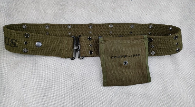 WW2 US ARMY VIETNAM WAR M1956 FIELD EQUIPMENT BELT & M1 CANVAS MAGAZINE POUCH gallery