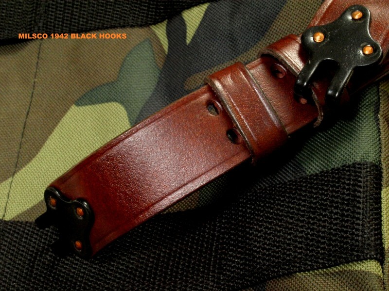 M1, 1903 M1907 sling MILSCO 1942 marked replica DARK black steel ftgs. gallery