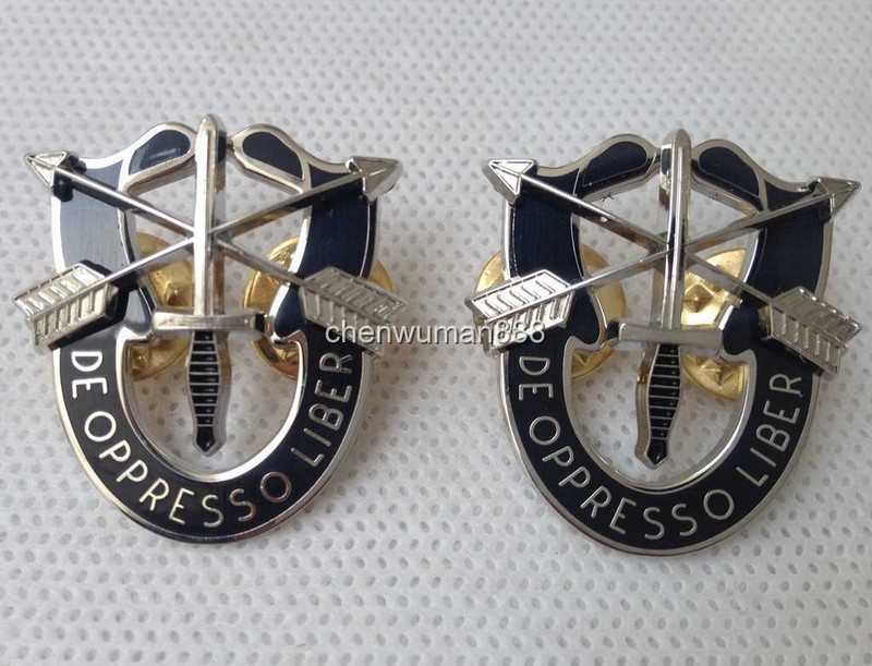 2PCS MILITARIA - SPECIAL FORCES CREST - US ARMY SFG AIRBORNE - SF PIN BADGE gallery