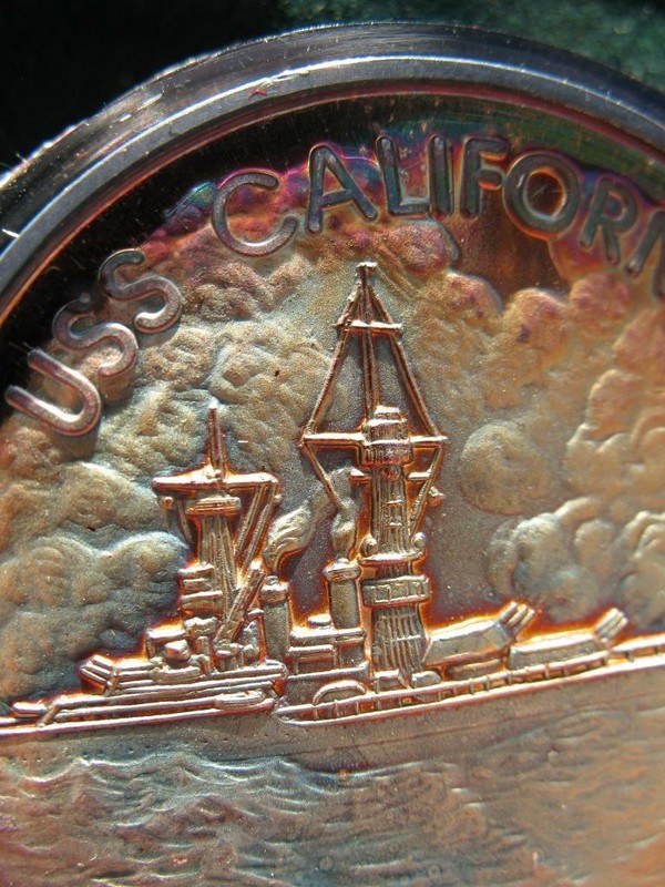 1+.OZ.999 SILVER COIN WWII DEC 7 1941 PEARL HARBOR USS CALIFORNIA + GOLD gallery