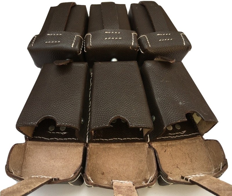 WWII German K98 98K TRIPLE AMMO LEATHER POUCH (Repro) -COMBO OF K98 SLING gallery