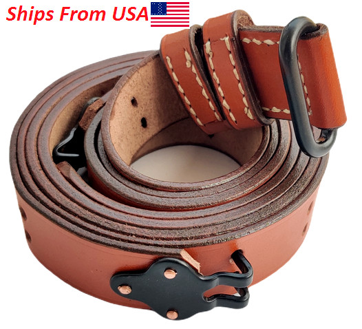 WWII US M1 GARAND SLING STEEL M1907 SLING LEATHER BROWN Color