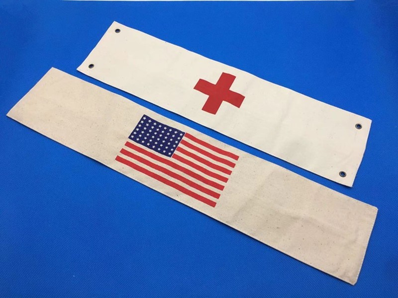 2PCS WW2 US PARATROOPER FLAG ARM BAND & MEDIC MEDICAL RED CROSS SLEEVE BRASSARD gallery