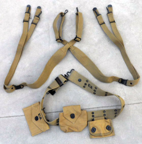 full set WWII US ARMY BELT FIRST AID POUCH COMPASS POUCH H STRAP CLASP WEBBING