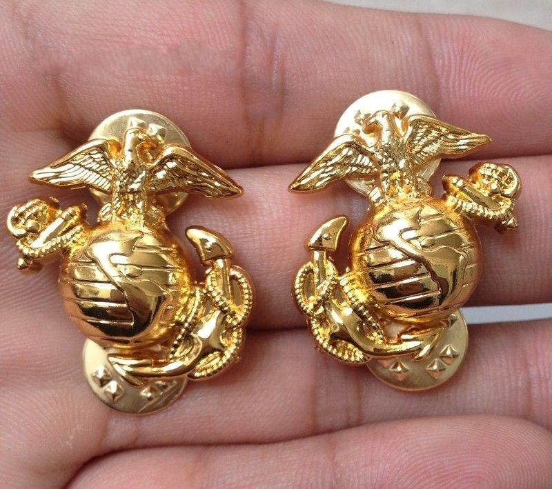 2 PAIR USMC US MARINE CORPS MARINES EMBLEM INSIGNIA COLLAR BADGE gallery