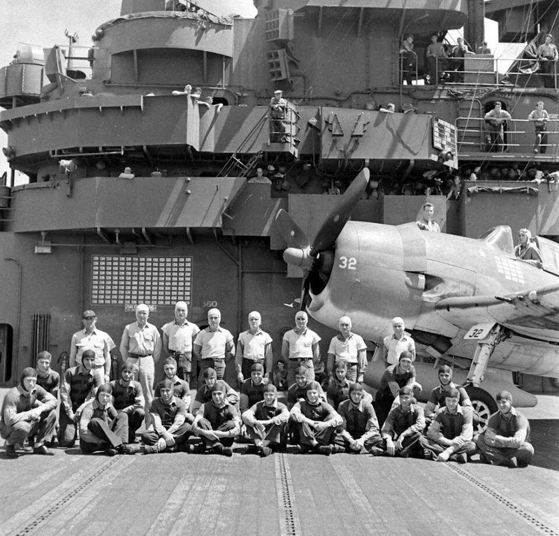 WW2 WWII Photo Aboard US Lexington CV-16 in 1944 World War Two US Navy / US059