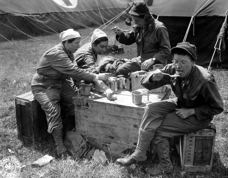 WWII Photo US Army Nurses Normandy June 1944 WW2 B&W World War Two Female/ 1371