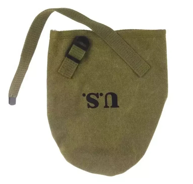 WW2 US M1910 T-Handle Entrenching Tool Long Shovel With Khaki Carrier Cover gallery