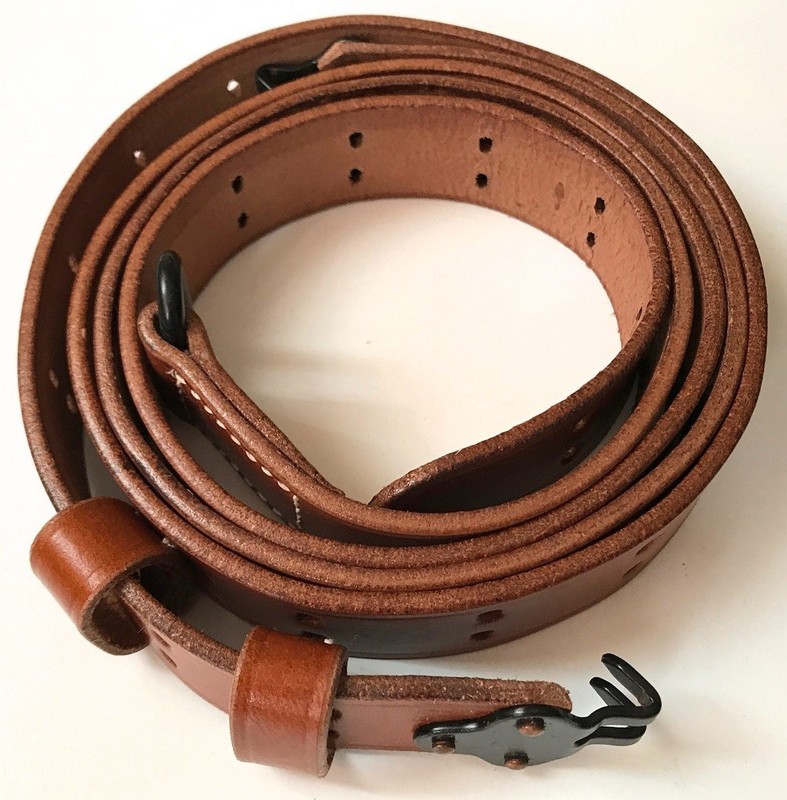 US 1907 Leather Rifle Sling - World War I & II Kerr Co 1917 Reproduction NEW gallery