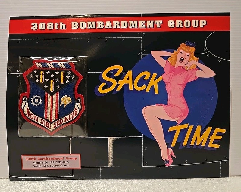 WWII Emblems Of Air War Patch 308th Bombardment Group “Sack Time” W&W