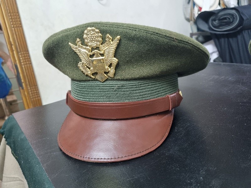 WW2 US Army Officer Visor Hat Cap Crusher Style