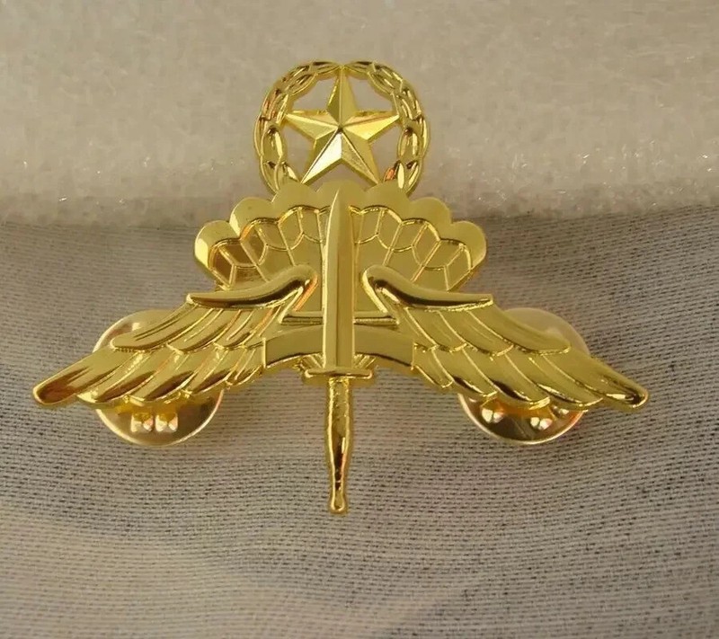 3 Pieces US Army FREE FALL JUMP WINGS MASTER BADGE CAP PIN INSIGNIA Silver gallery