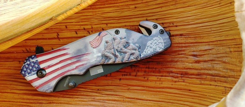 8” Patriotic Battle of Iwo Jima Tactical Pocket Knife gallery