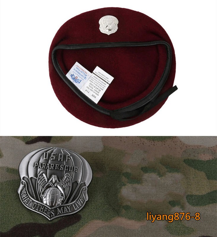 US Air Force Rescue Team Group Red Wool Berets USAF PJ Troops Military Hat Gift gallery