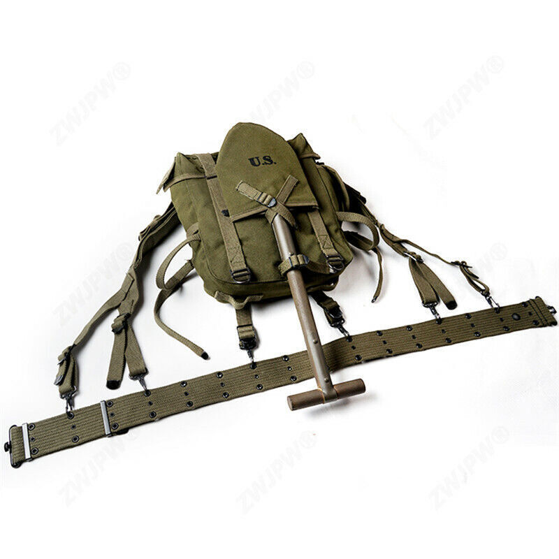 Replica WW2 US M1945 Tactial Military Backpack Belt Set Army Green Haversack Bag gallery