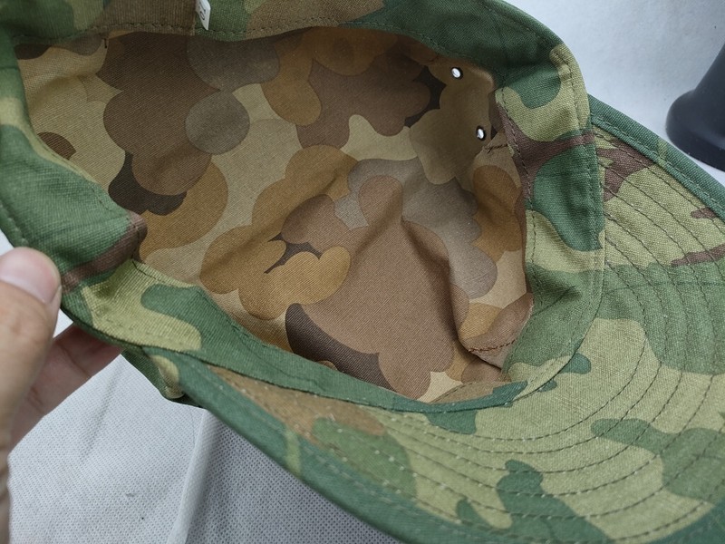WW2 US MITCHELL OCTAGONAL CAP VINTAGE USMC CAMOUFLAGE MARINE CORPS FIELD HAT XL gallery