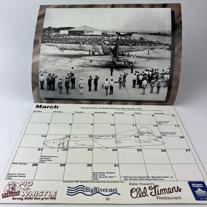 Vintage WW2 Military Plane "Memphis Belle" Flight Log Calendar UNUSED gallery