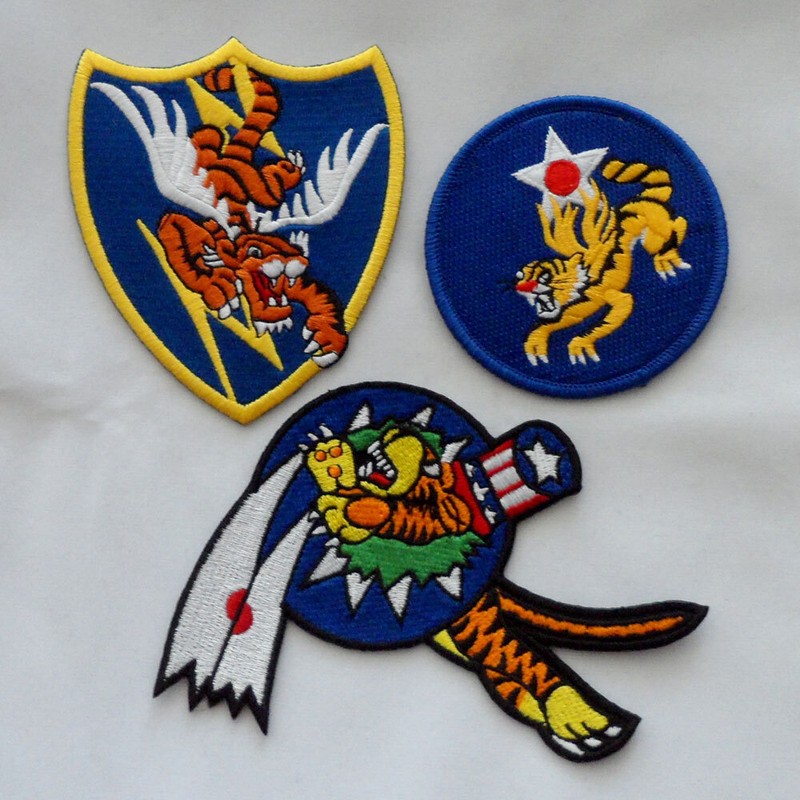 3PCS WWII American Volunteer Group AVG Flying Tigers Embroidered patch