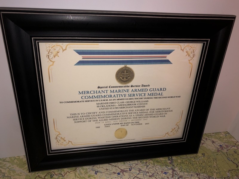 SCSA - MERCHANT MARINE ARMED GUARD COMMEMORATIVE MEDAL CERTIFICATE ~ Type 1 gallery