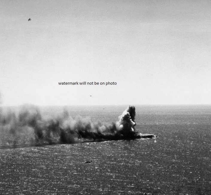 Japanese Light Carrier Shoho under attack by U.S. Planes 8″x 10″ WWII Photo 265