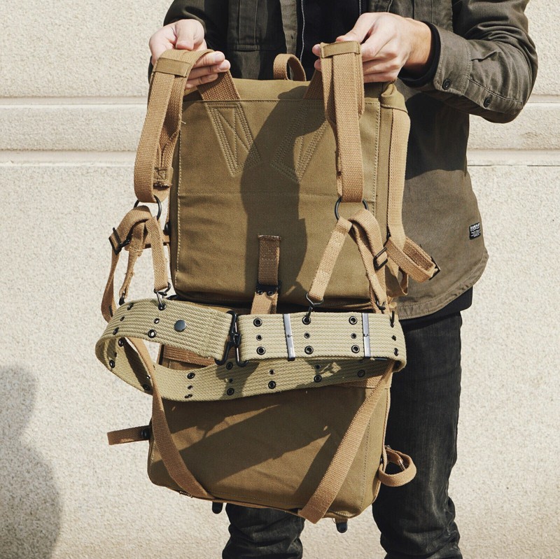 WWII US TACTICAL MARINE CORPS FIELD EQUIPMENT M1941 CANVAS BACKPACK BELT SET gallery