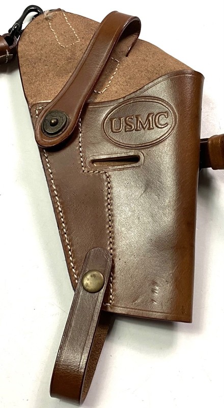 WWII US USMC MARINE .45 PISTOL M7 SHOULDER HOLSTER- BROWN, "USMC" STAMPED gallery