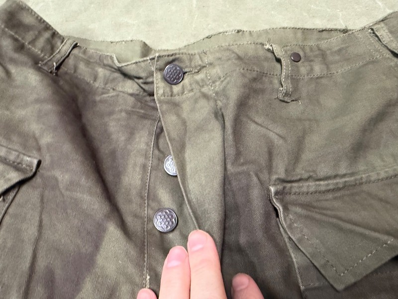 WWII US ARMY DARK SHADE HBT COMBAT FIELD TROUSERS- SMALL 32 WAIST gallery