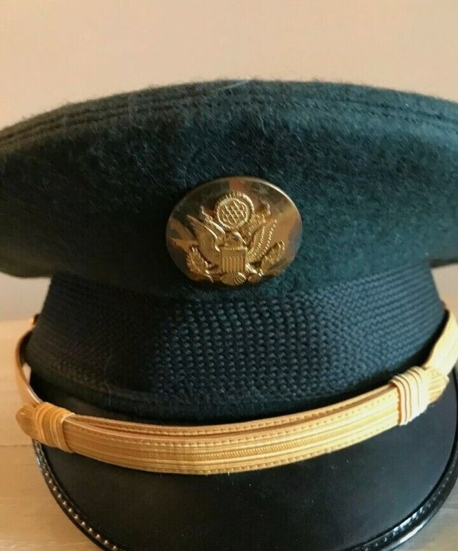 US Army NCO crusher uniform Visor Hat Dark green wool felt USAA gallery