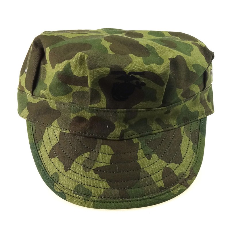 WWII US HBT Utility Cap Vintage USMC Pacific Camo Marine Corps Field Hat Size 62 gallery