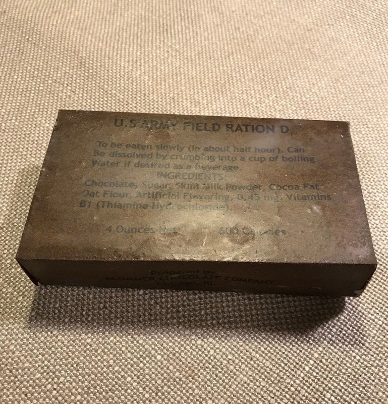 WWII US Army Chocolate D-Bar Ration box 4 oz. Bloomer Chocolate,Co.*