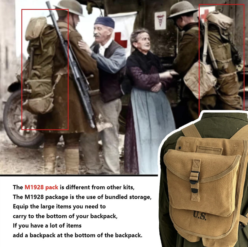 WW2 M1928 Soldier Backpack World War II American Tactical Equipment Bag gallery