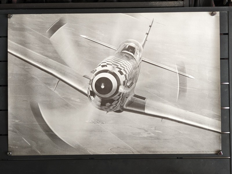 Vintage Black and White P-51D Mustang Poster, Reproduction 36"x24"