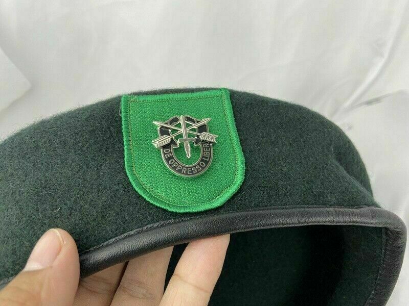 7-1/2 US ARMY 9TH SPECIAL FORCES GROUP BLACKISH GREEN COLOUR BERET CAP HAT gallery