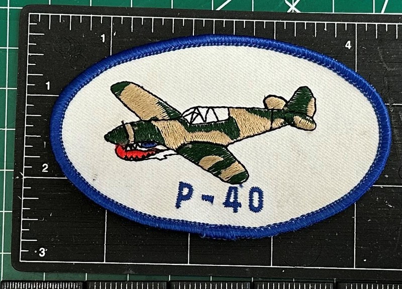 Great Vintage Embroidered P40 Warhawk Fighter Patch Army / Flying Tigers