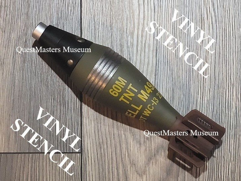 U.S. WWII 60mm M49A2 Mortar Shell Stencil, Stencil 020