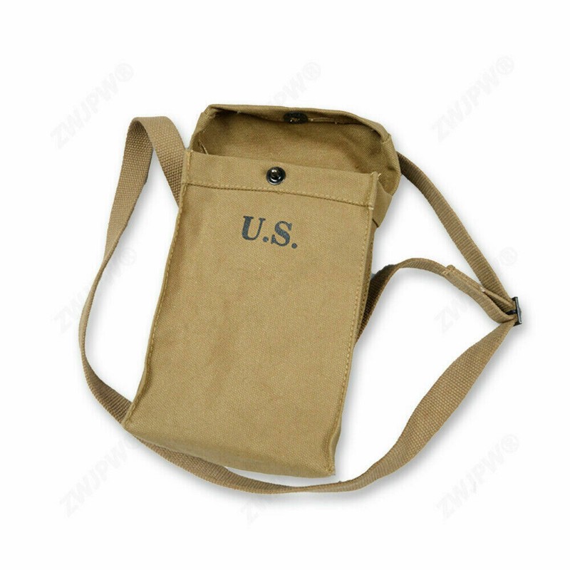 WW2 US ARMY CANVAS ARTICLE 6 CAPACITY FIELD POUCH W SHOULDER STRAPS gallery