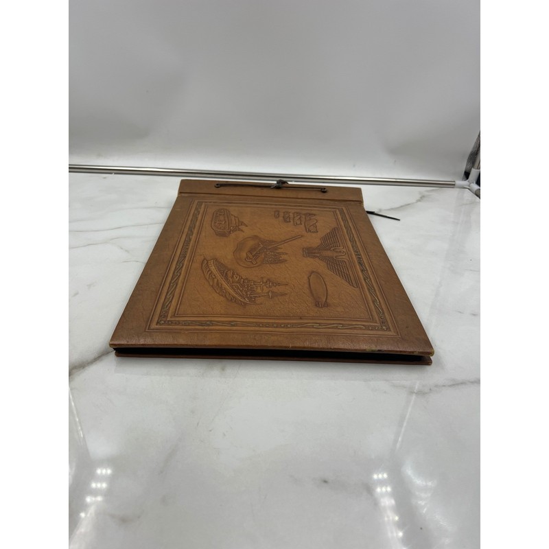 Vintage WWII Military Embossed Photo Album Eagle Tank Plane Ship Blimp Brown gallery