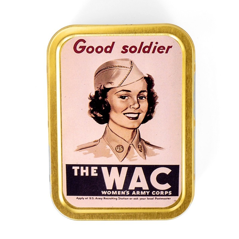 WW2 Themed The WAC Metal Tin- Women's Army Corps-Novelty US Propaganda Empty Tin