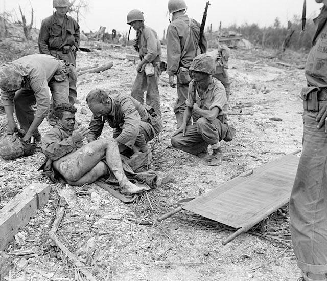 WWII Photo Burned US Marine Peleliu October 1944 USMC World War 2 WW2 / 1170