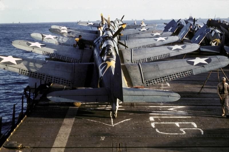 WW2 WWII Photo World War Two / US Navy SBD Dauntless Dive Bombers on Deck