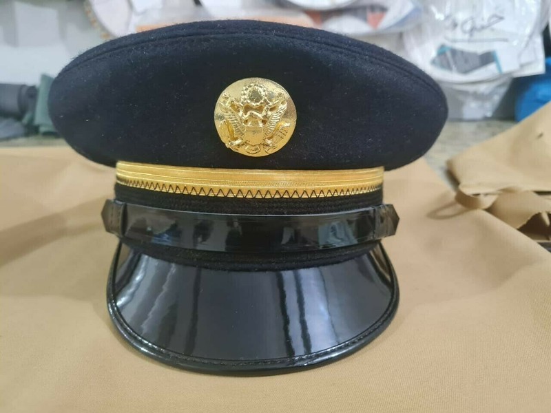 WWII U.S. Army Fur Felt Enlisted Dress Blue Service Cap Hat gallery