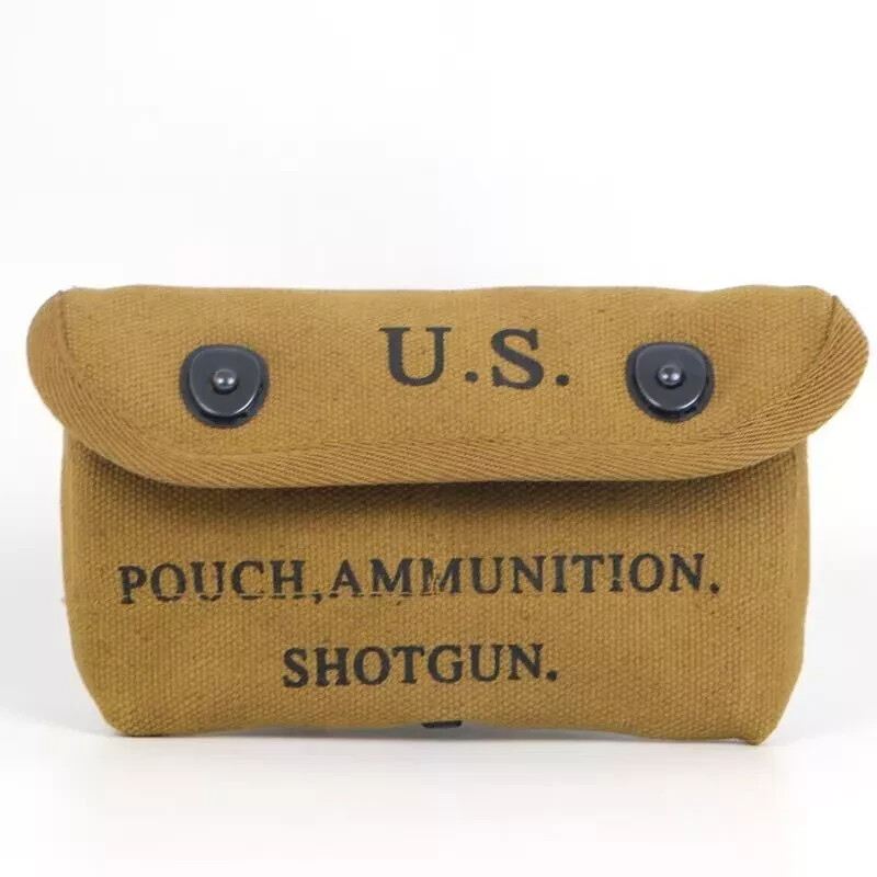 US WWII Canvas Shotgun Shell Ammunition Pouch Marked