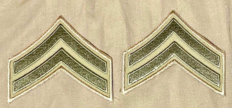 US Army WWII Summer Corporal Chevrons, New Reproduction, 1 Pair