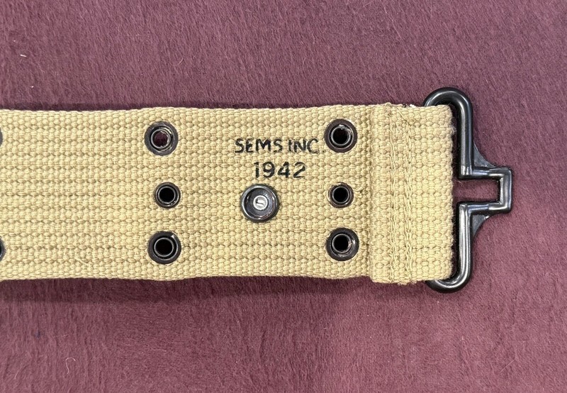 WW2 US Army “SEMS Inc. 1942” Pistol Belt Reproduction, WWII Pistol Belt gallery