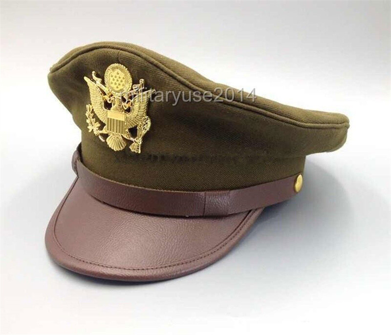 US Army Air Corps Force Military Hat XL Officer Wide Brim Eagle Badge Hat Cap gallery