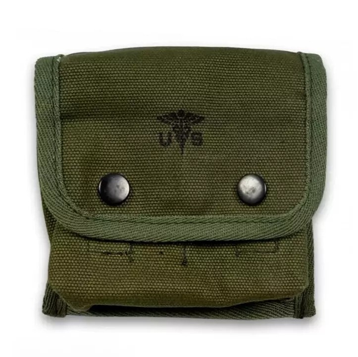 WITH ICON WW2 ARMY M2 JUNGLE OLIVE CANVAS FIELD FIRST AID KIT POUCH