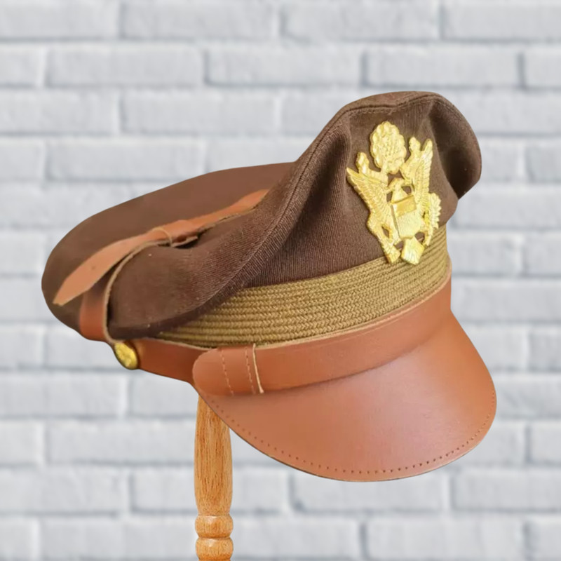 WW2 US Army Aircorps Military Officers Pilots OD Visor Crusher Hat Cap All size gallery