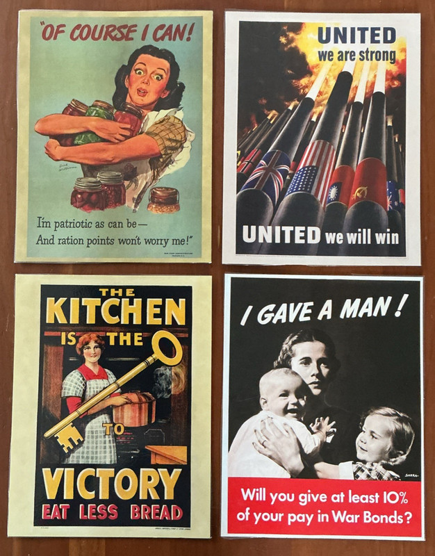 Lot of 4 Laminated WWII Posters 8×10 WW2 (B)
