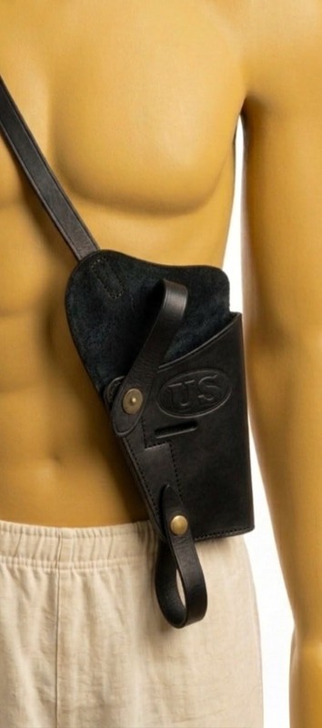 US WW2 M3 Leather Shoulder Tanker Holster for Colt M1911 .45 ACP Pistol Replica gallery